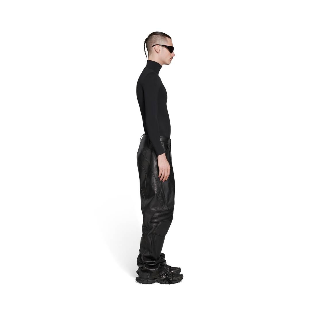Men's Biker Baggy Pants in Black - 3