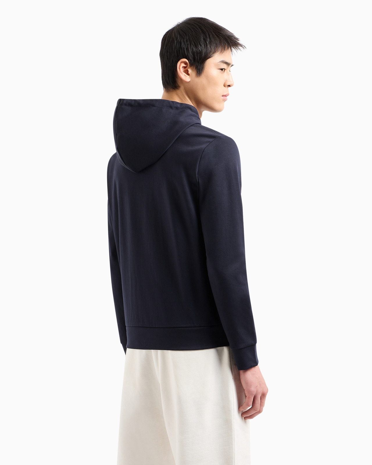 Hooded, zipped, Ponte-di-Roma sweatshirt - 3