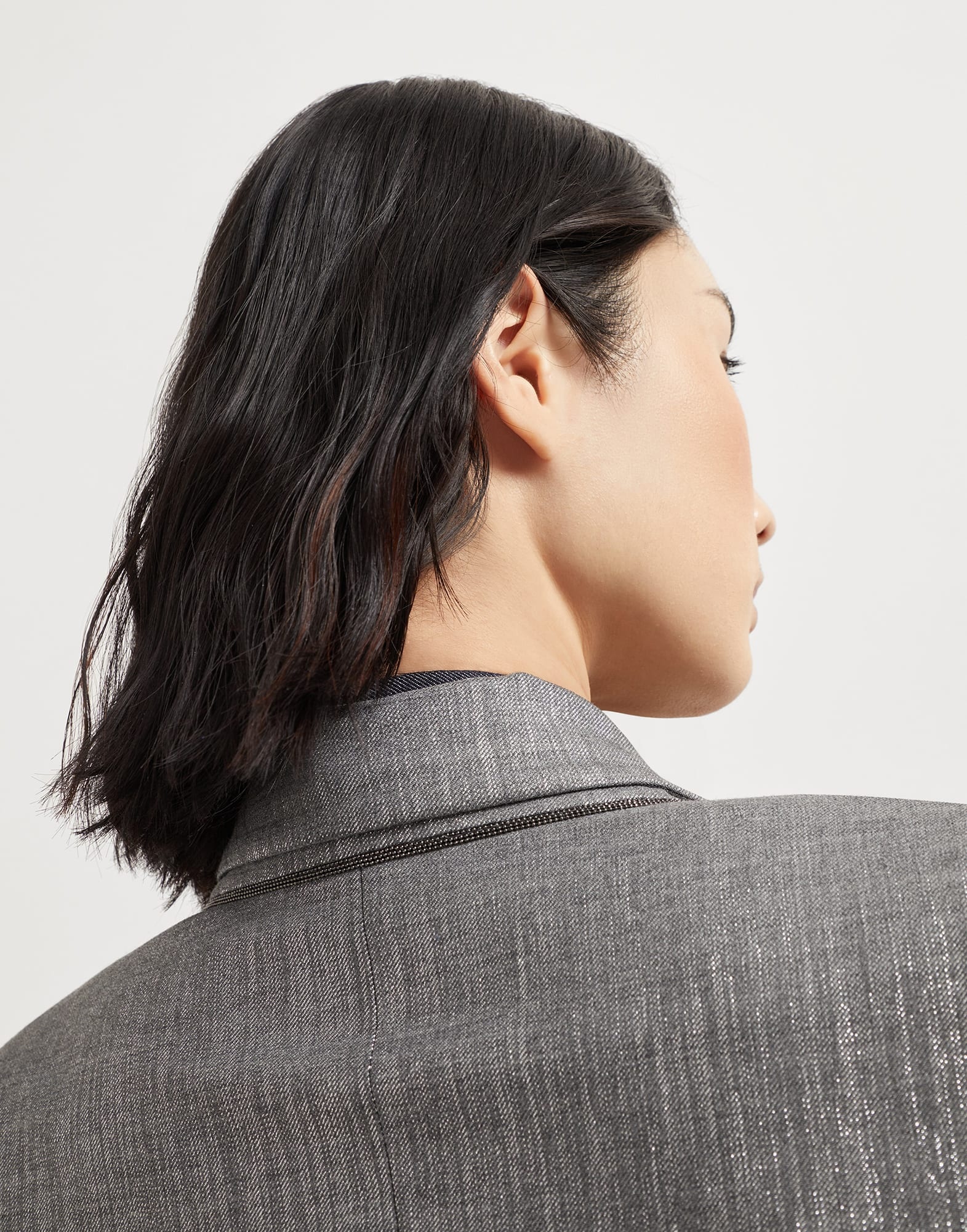 Sparkling techno virgin wool twill blazer with monili - 3