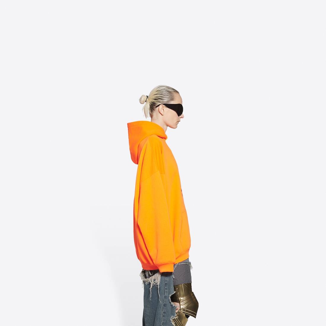 Hi My Name Is Boxy Hoodie in Orange - 4