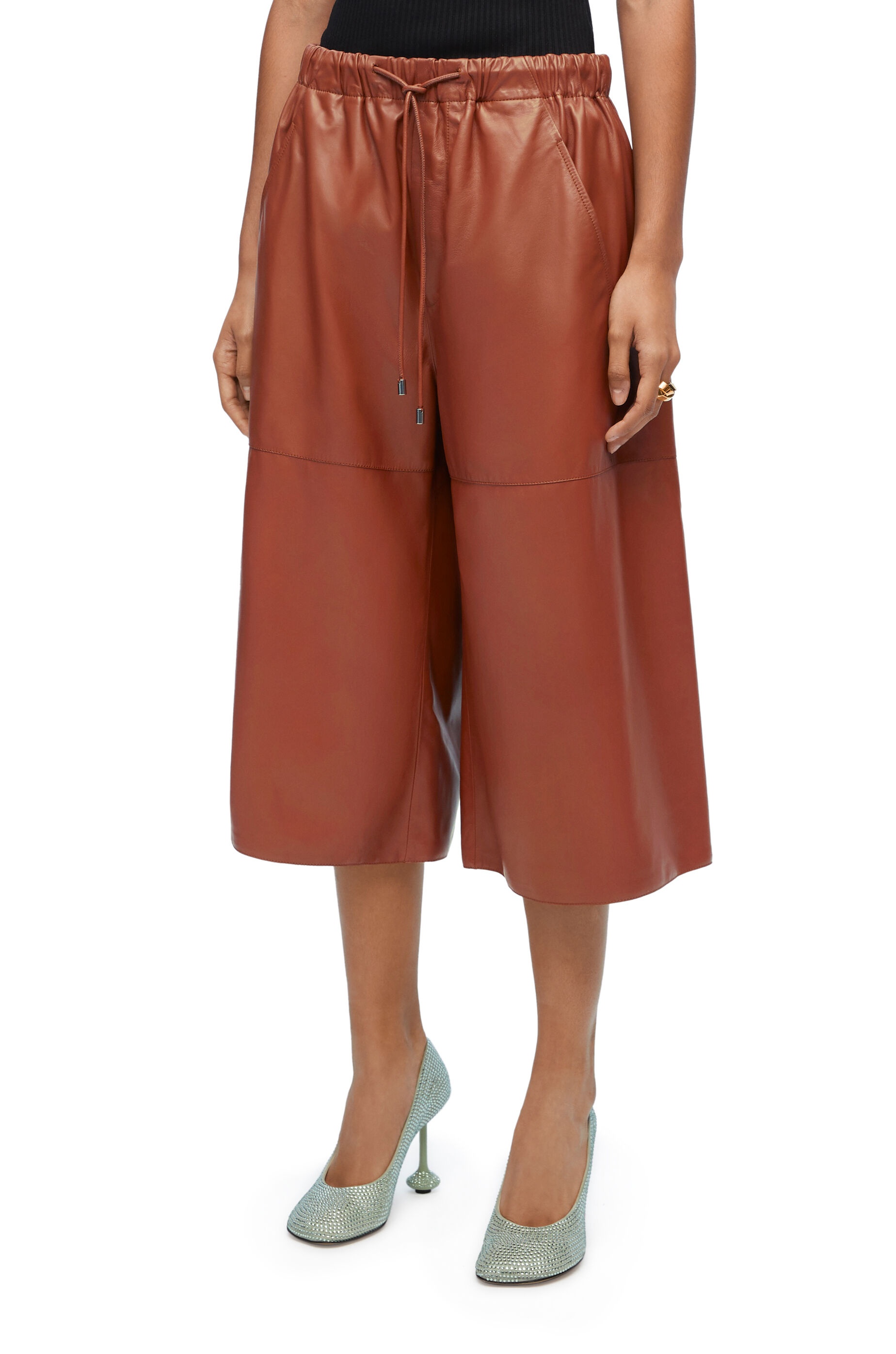 Cropped trousers in nappa lambskin - 3