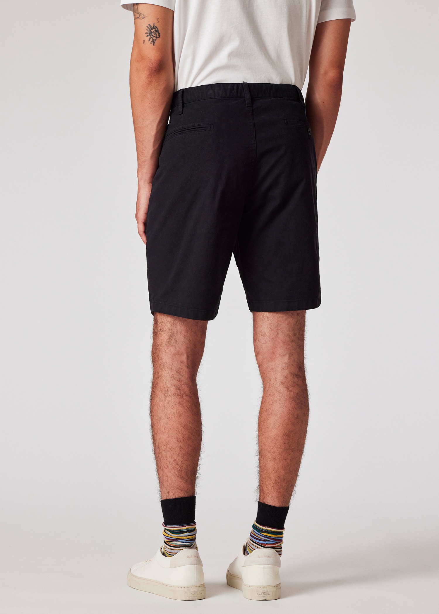 Black Cotton-Twill 'Broad Stripe Zebra' Shorts - 4