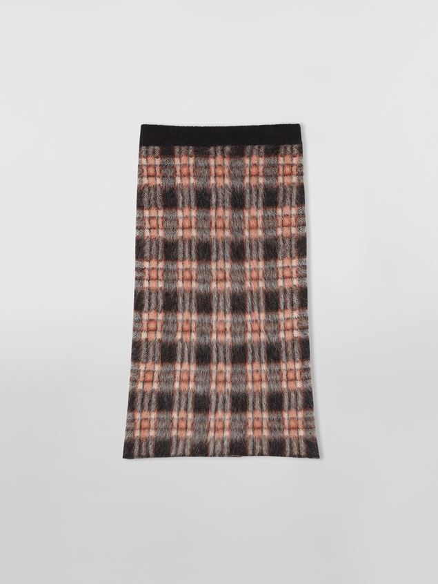 CHECK WOOL AND BRUSHED MOHAIR MIDI SKIRT - 1