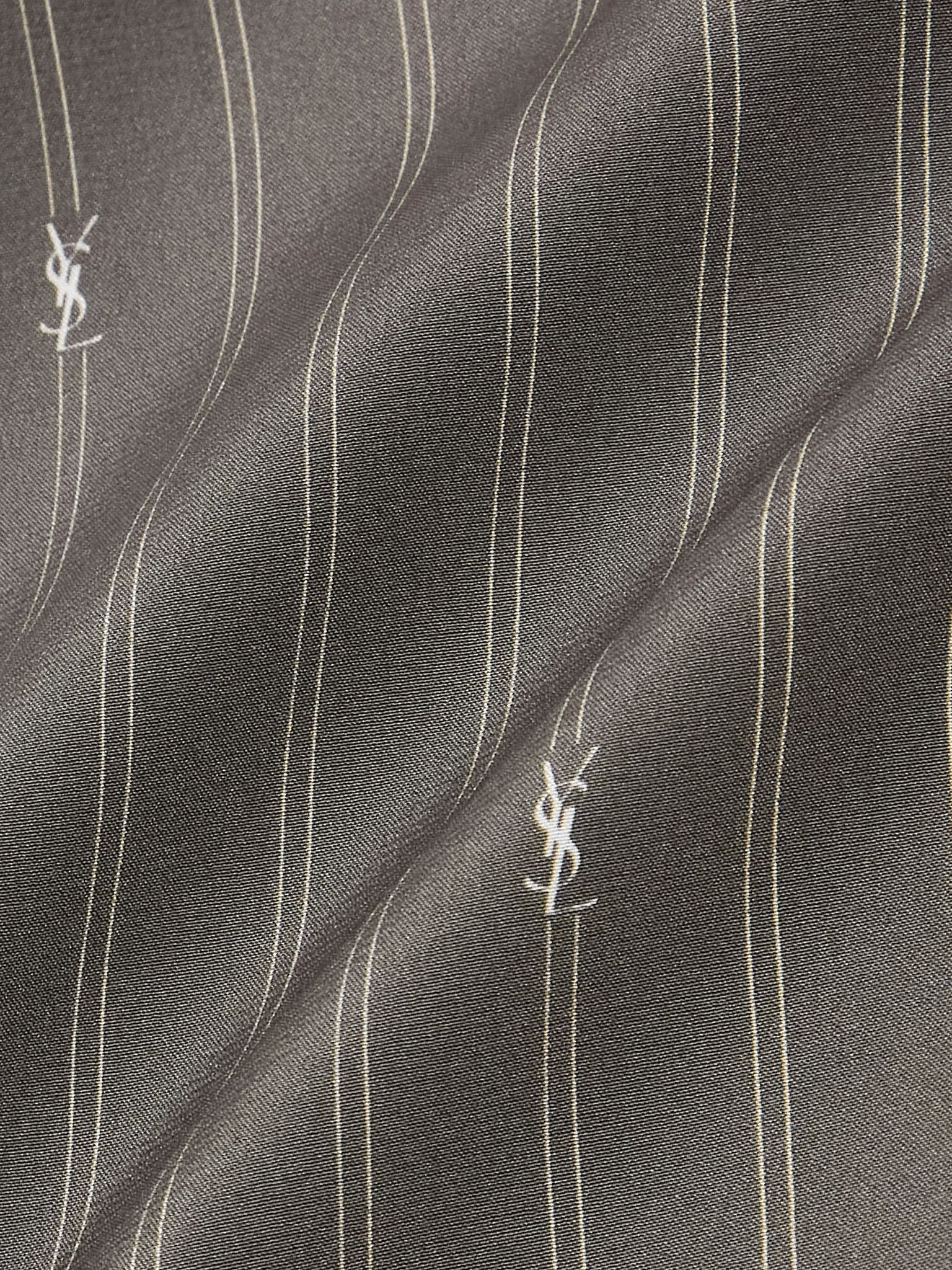Striped Silk Crepe de Chine Shirt Gray - 4