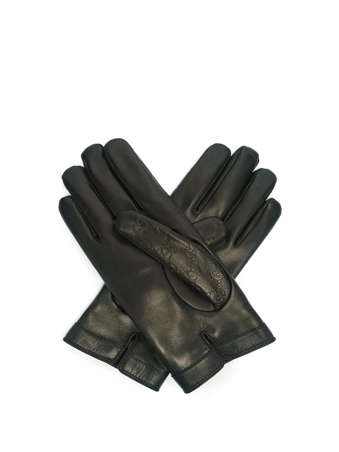 Logo-debossed leather gloves - 3