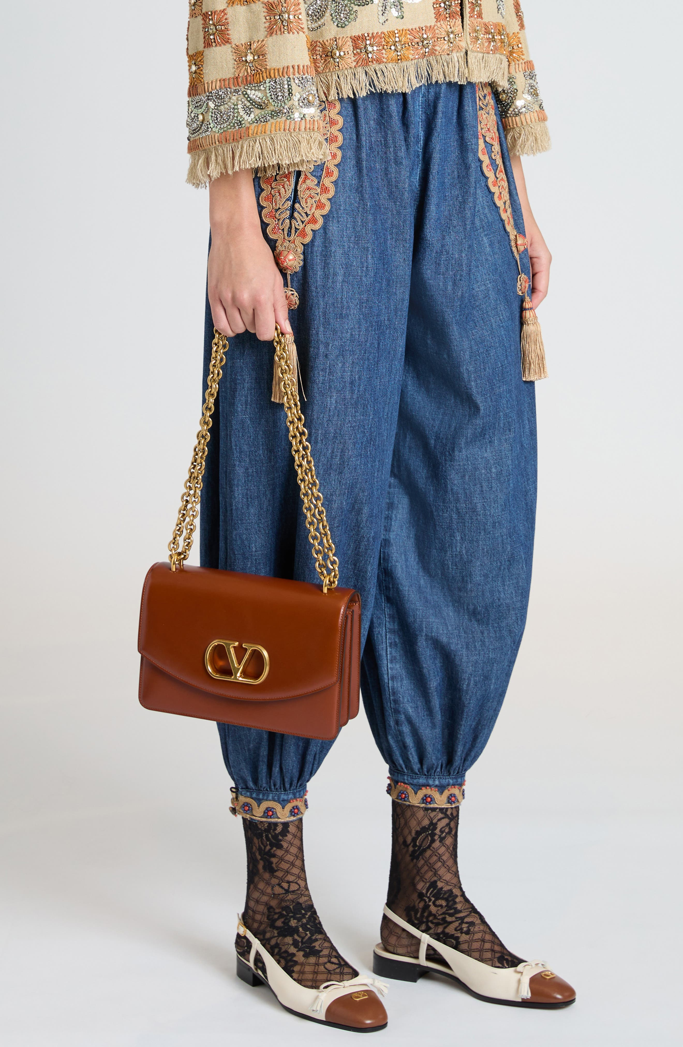 Valentino Garavani Small Vain VLOGO Leather Shoulder Bag in Wuc Dark Brandy at Nordstrom - 2