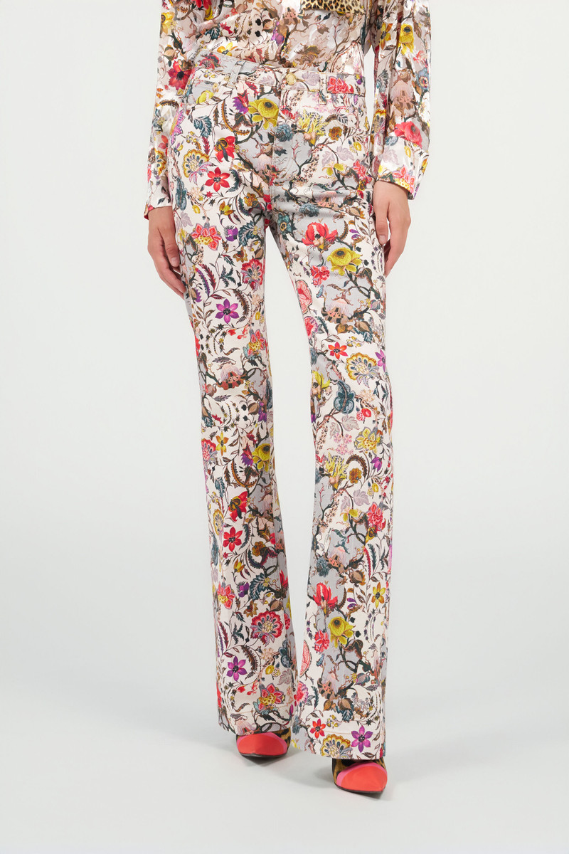 Flared Pants with Florentine Flowers Print 3