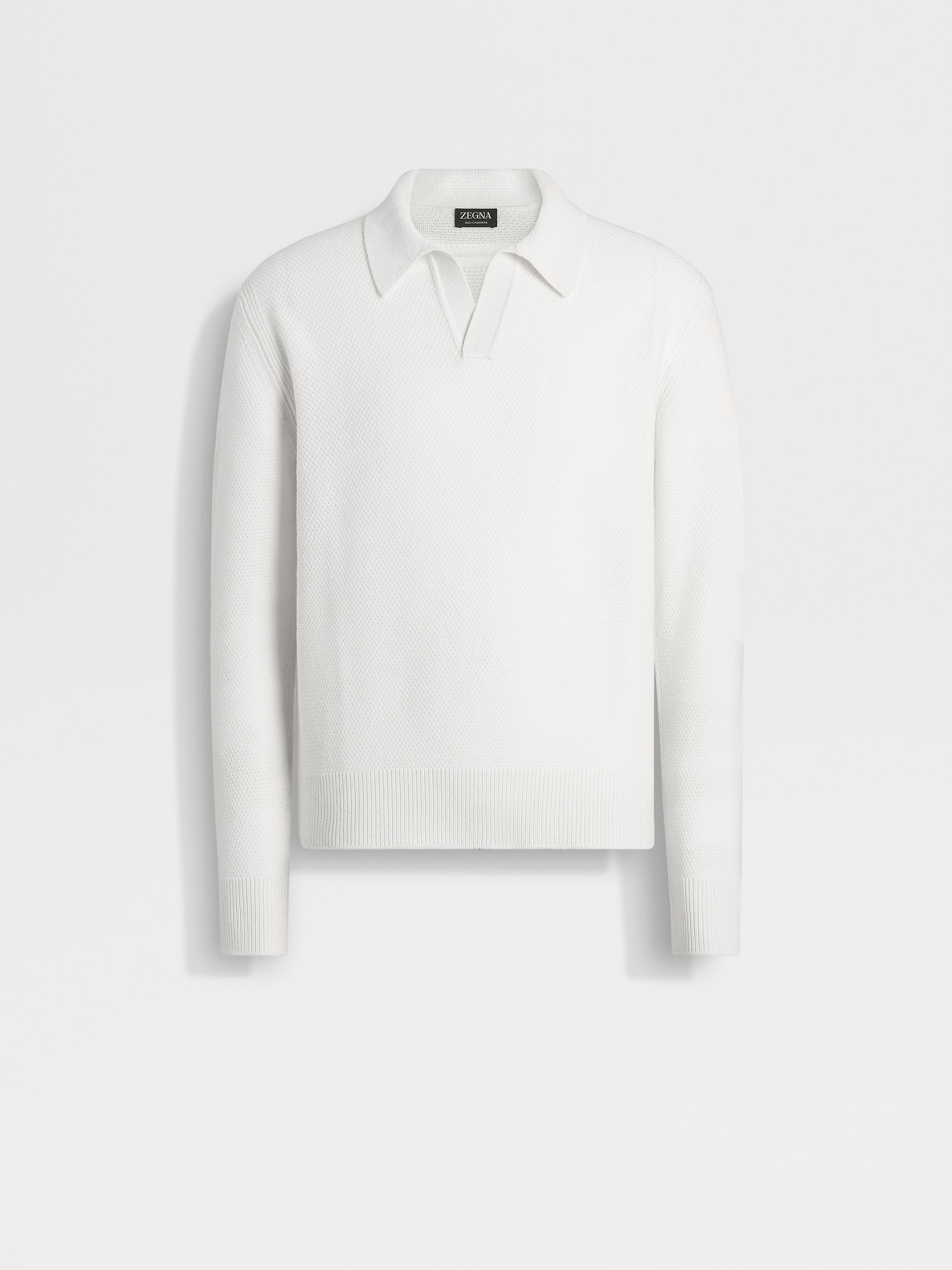 WHITE OASI CASHMERE POLO SHIRT - 1