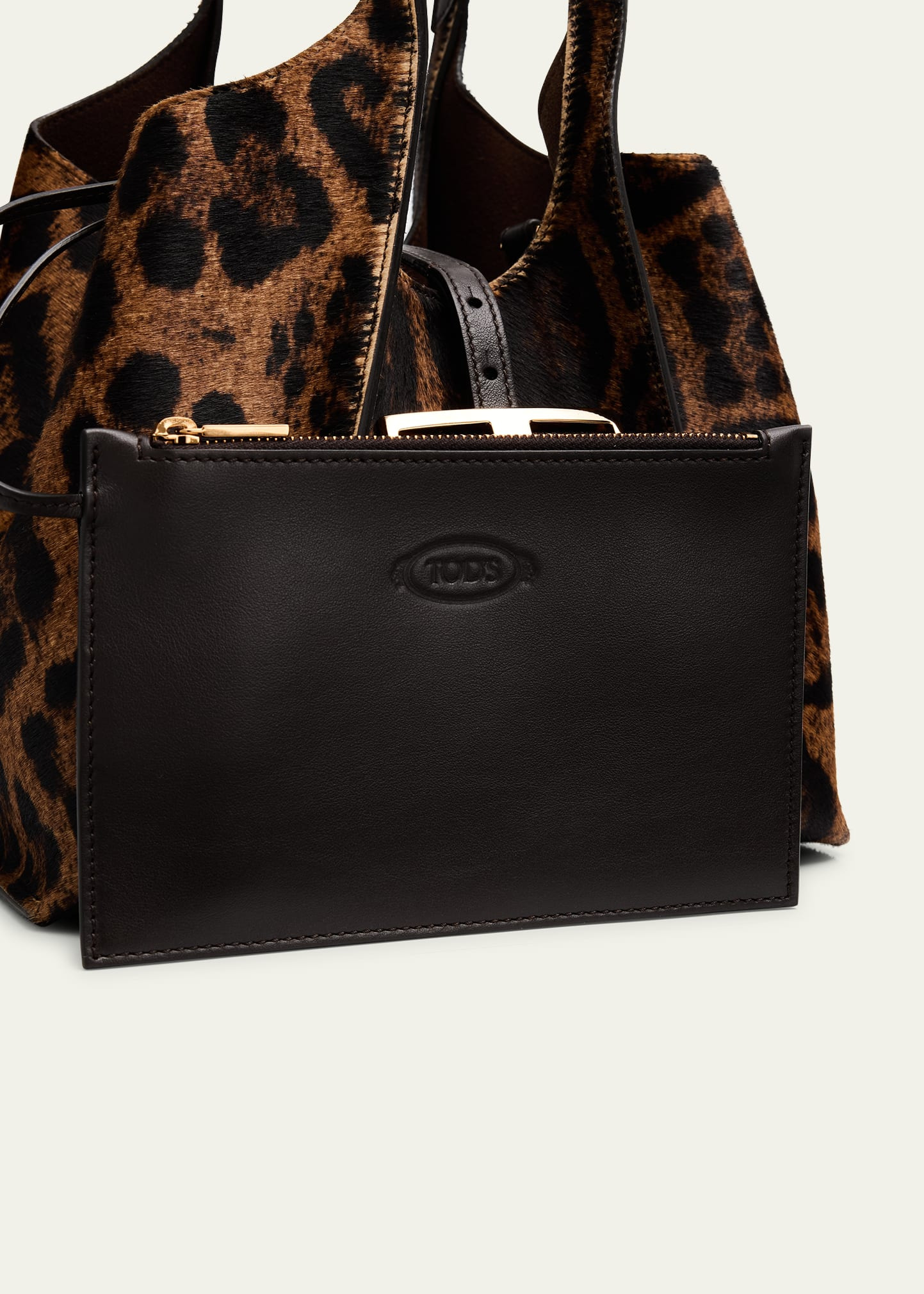 Animal-Print Calf Hair Shopping Tote Bag - 7