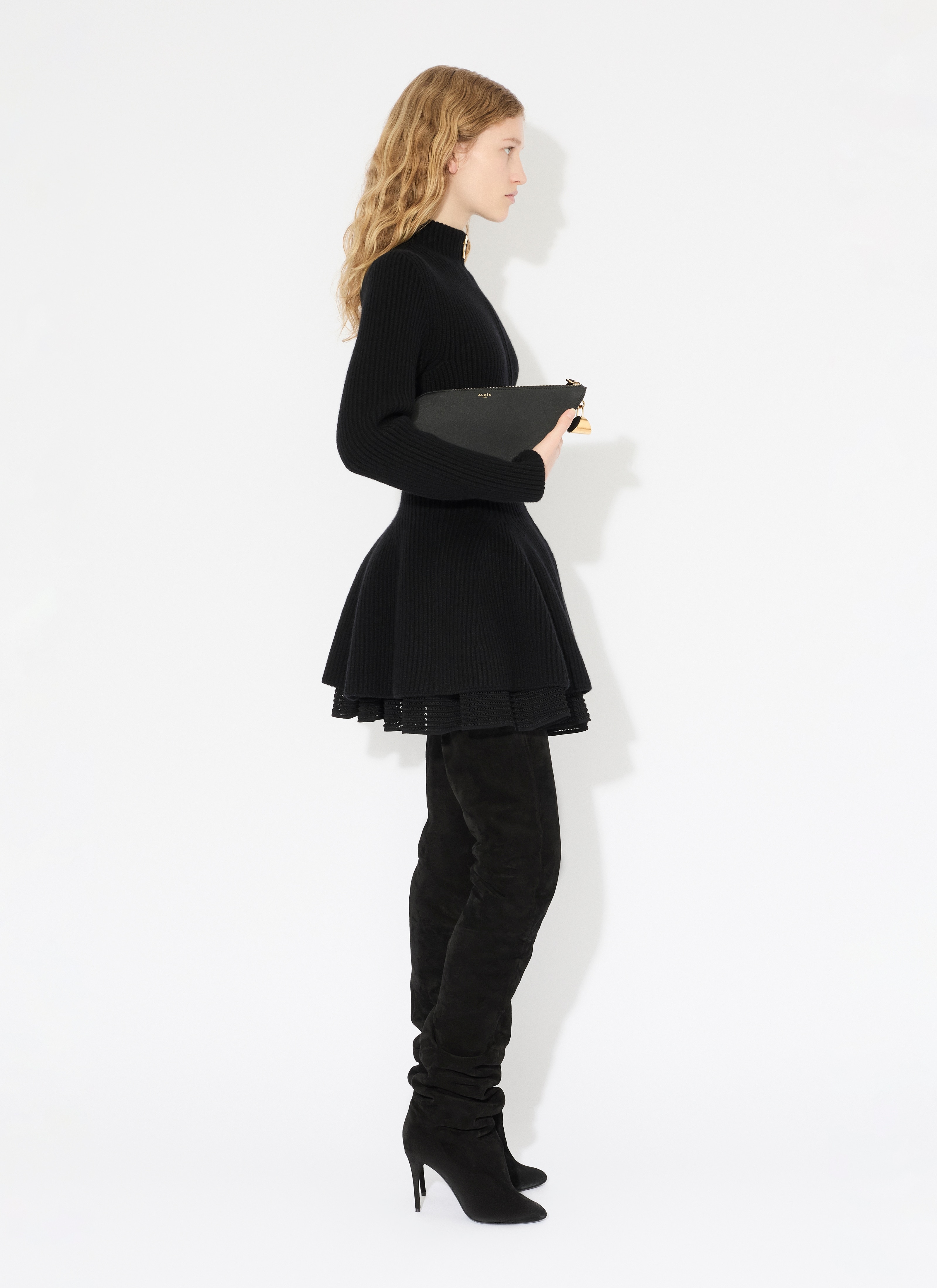 FLARED RIBBED KNIT CARDIGAN - 4
