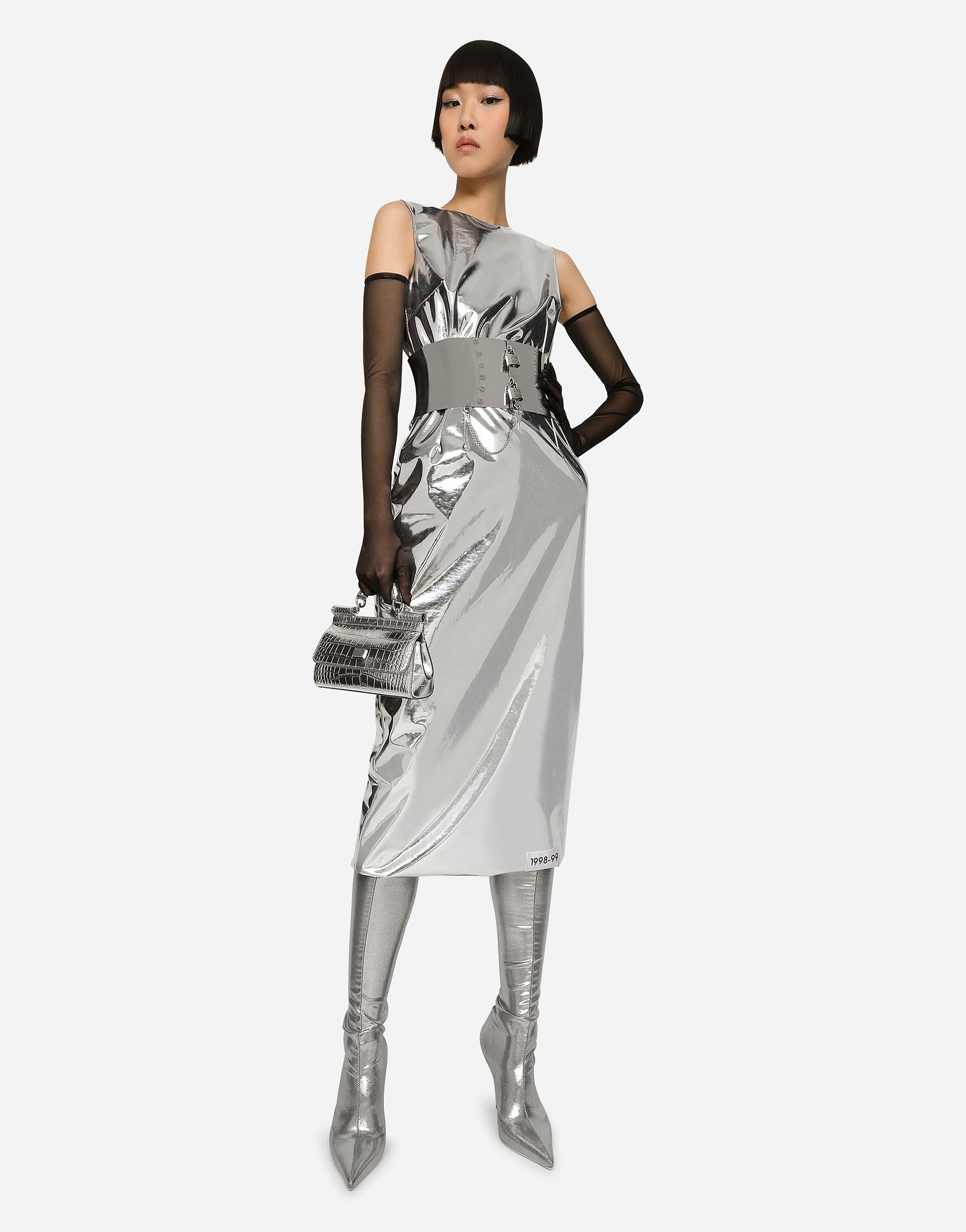 Foiled jersey calf-length dress - 2