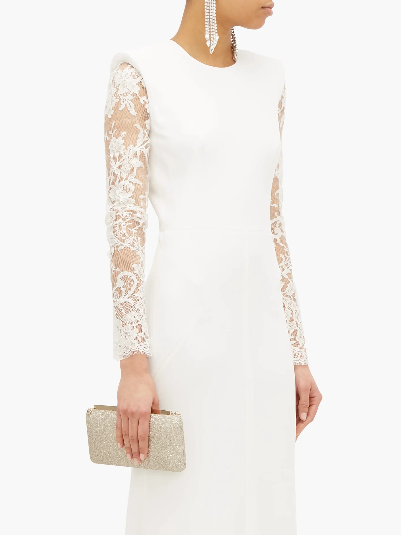 Lace-trimmed leaf-crepe gown - 6