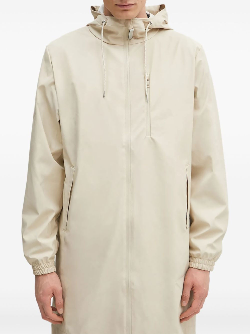 hooded zip-front trench coat - 3