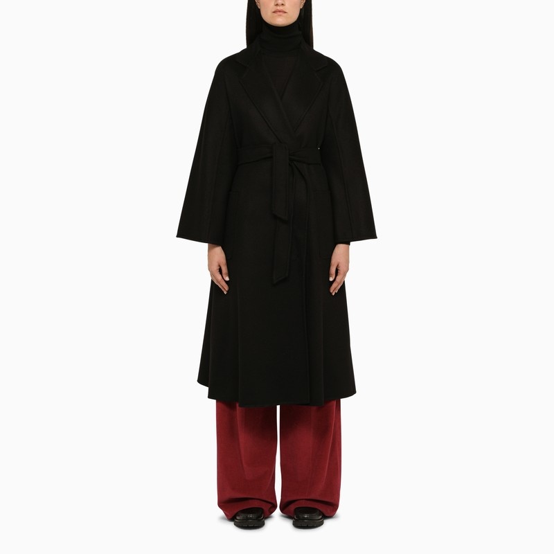 Black cashmere long coat - 1