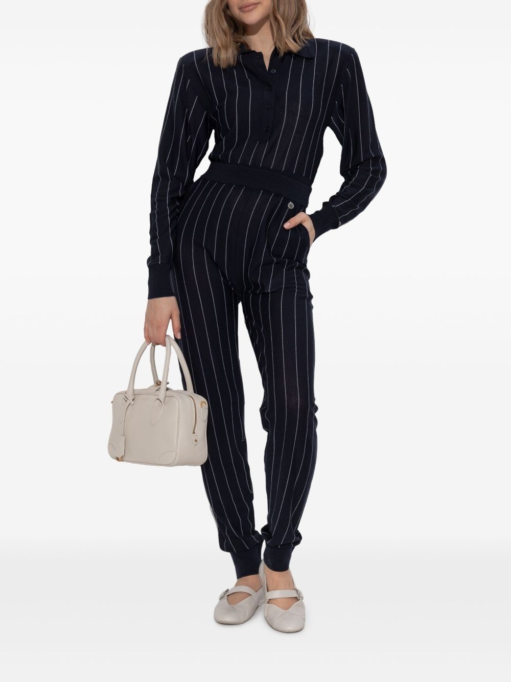 pinstripe-pattern track pants - 2