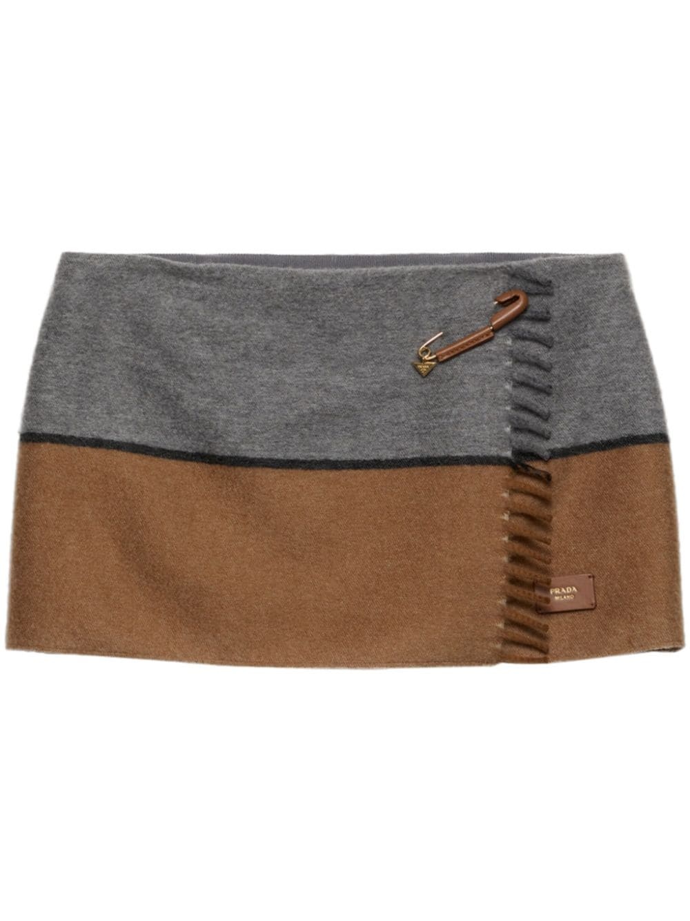 two-tone cashmere miniskirt - 1