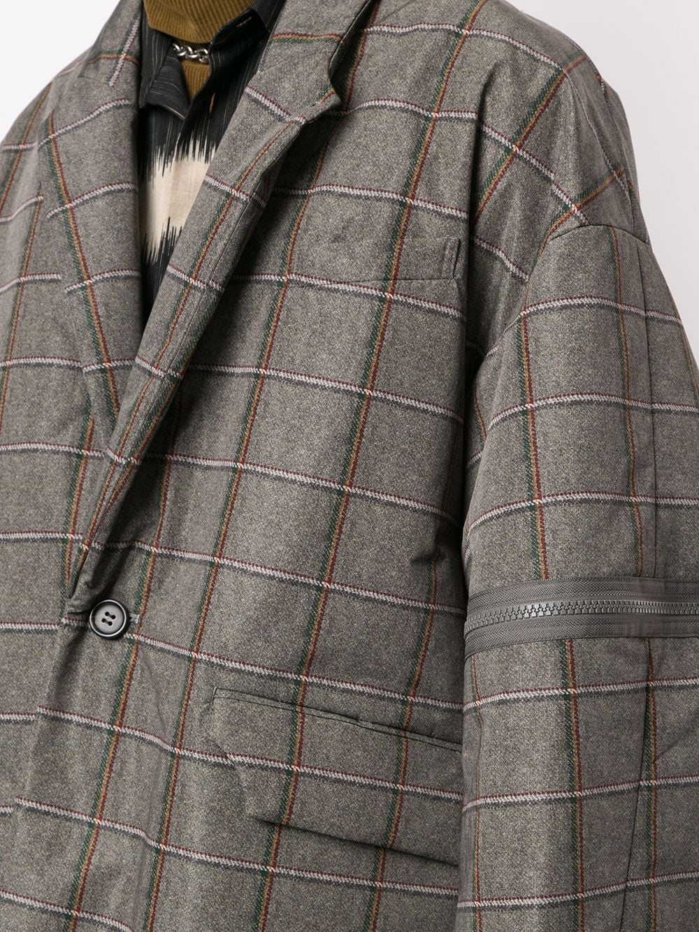 oversize check print coat - 5