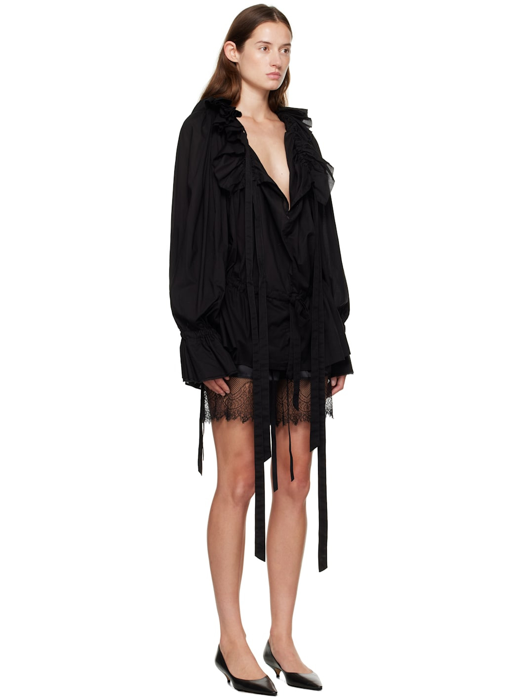 Black Ruffled Minidress - 2