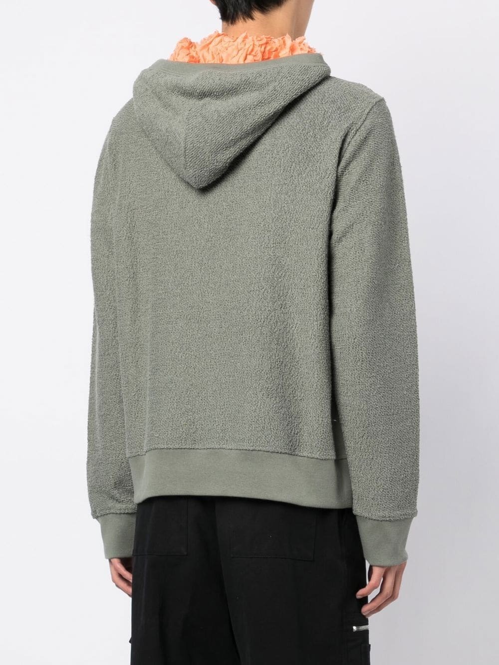 ruched silk lining hoodie - 6