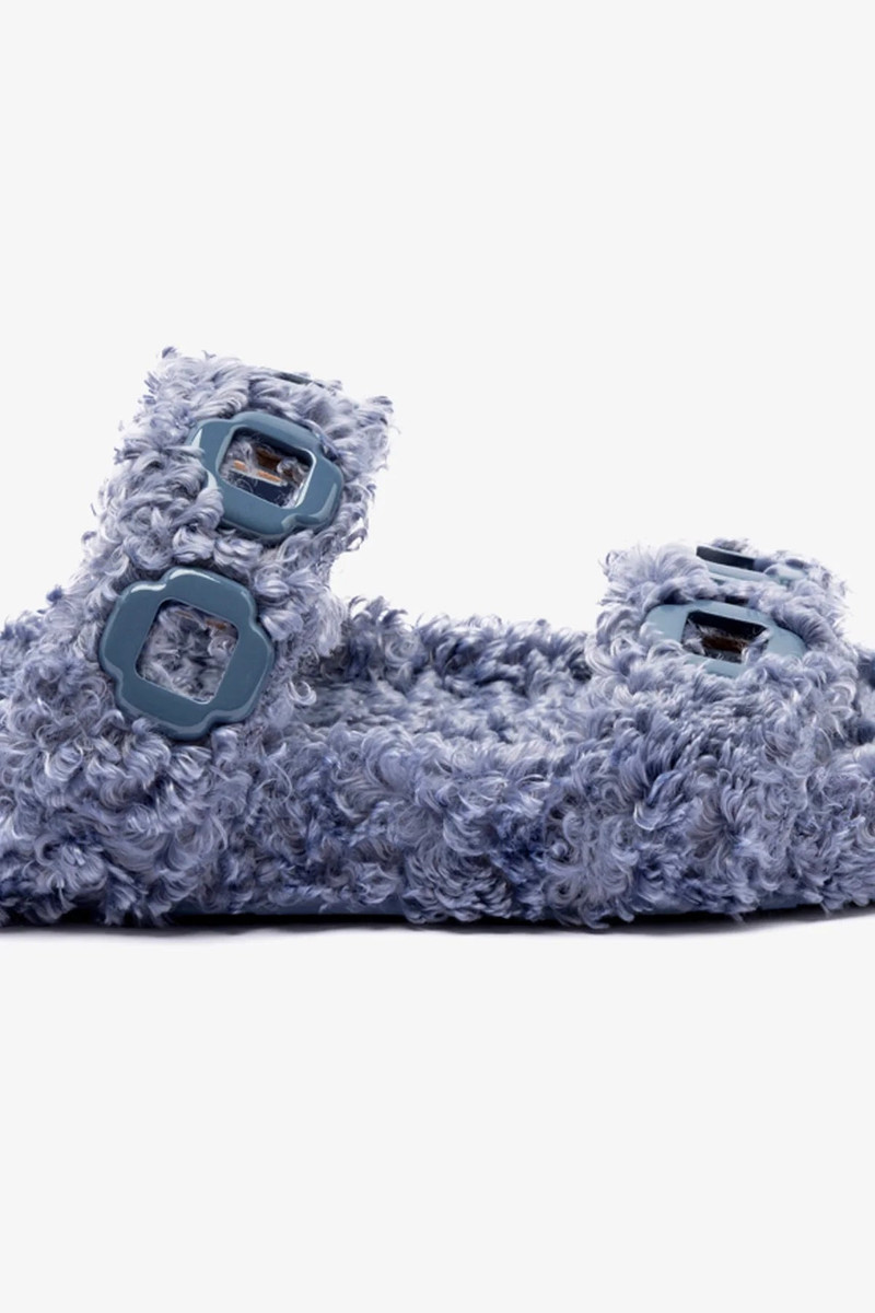 Milan Slide In Blue Faux Fur 4