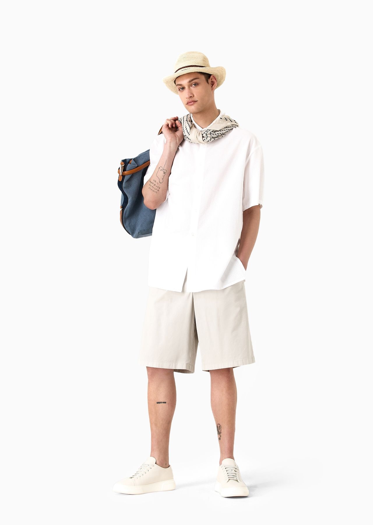 Board shorts in stretch-cotton gabardine - 7