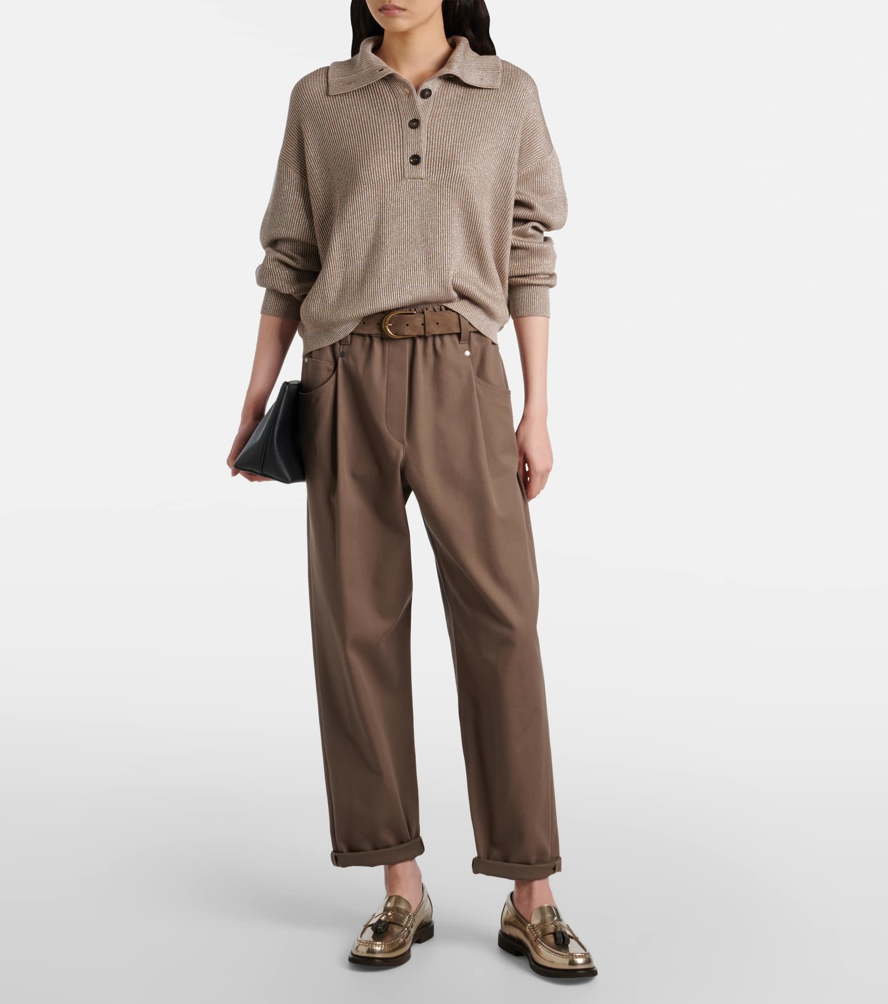 Cotton-blend slim pants - 2