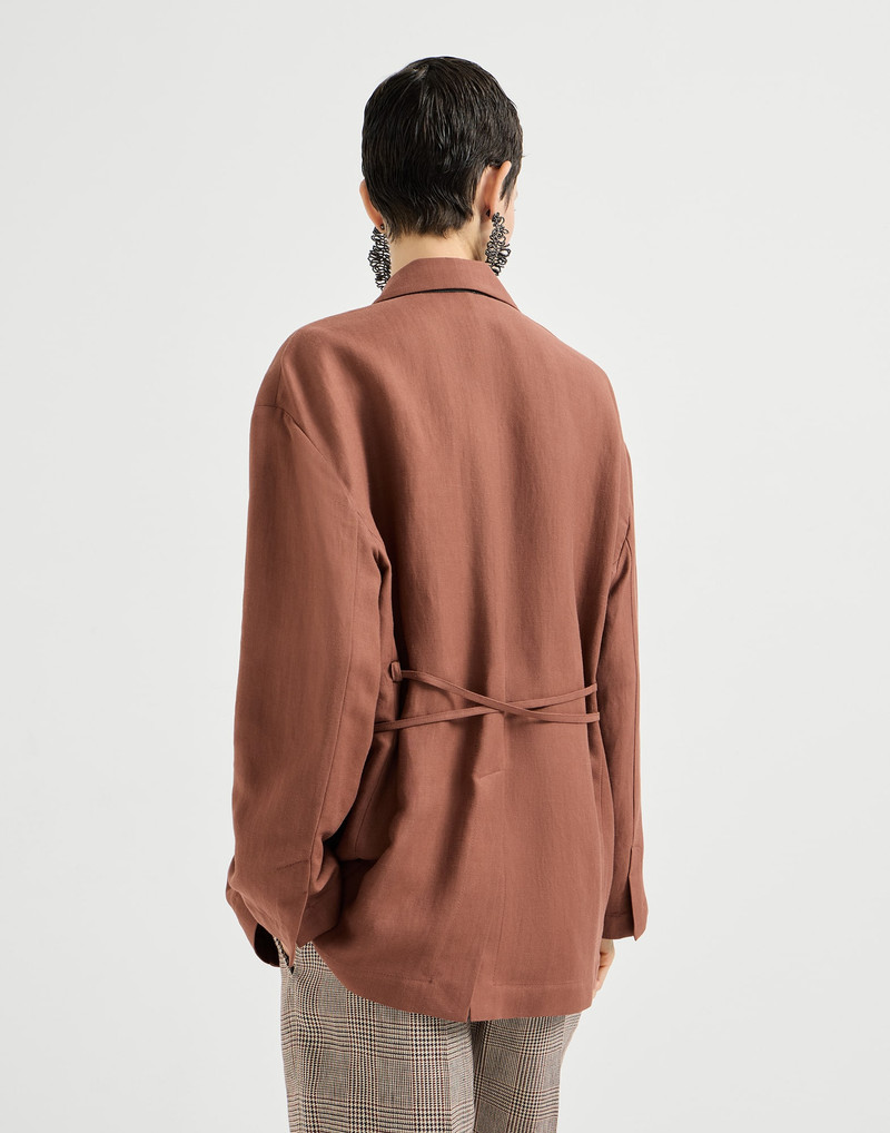 Brunello Cucinelli Viscose and linen fluid twill blazer with monili outlook