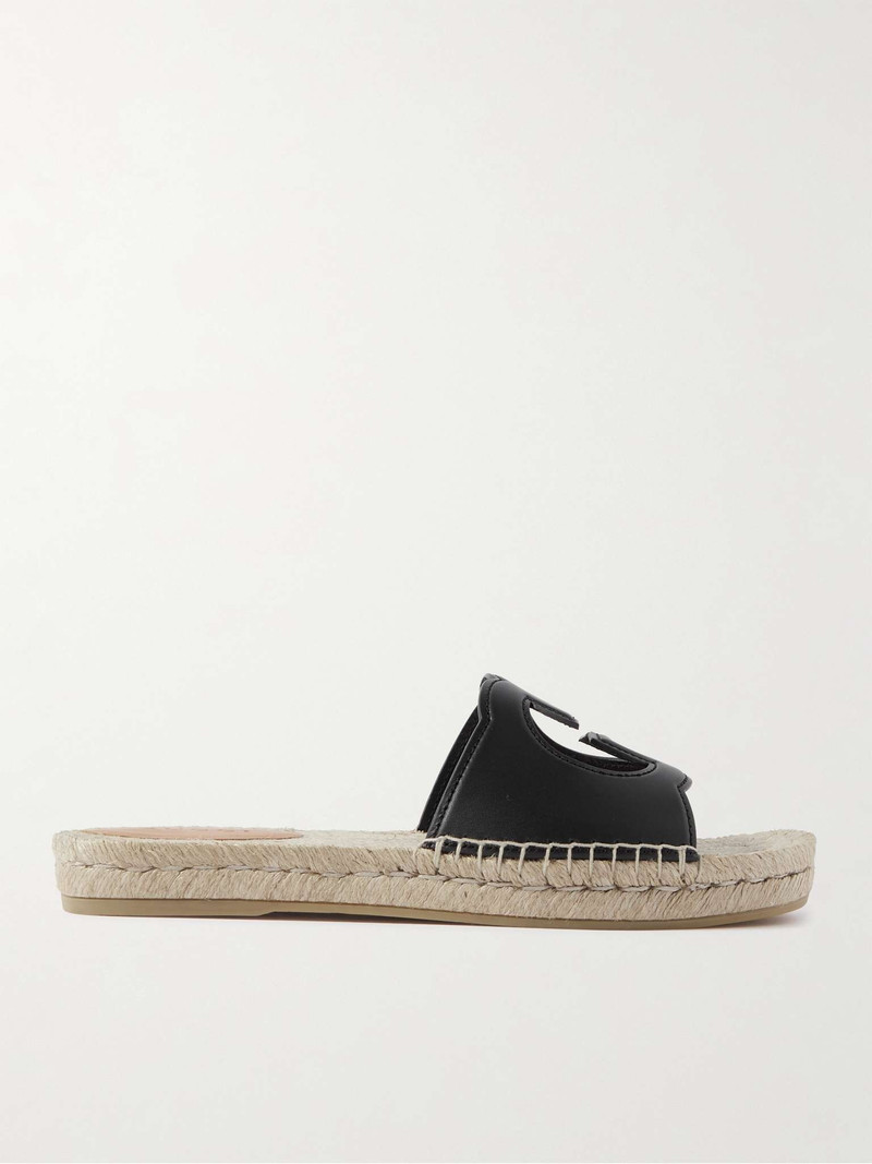 Logo-Cutout Leather Sandals 1