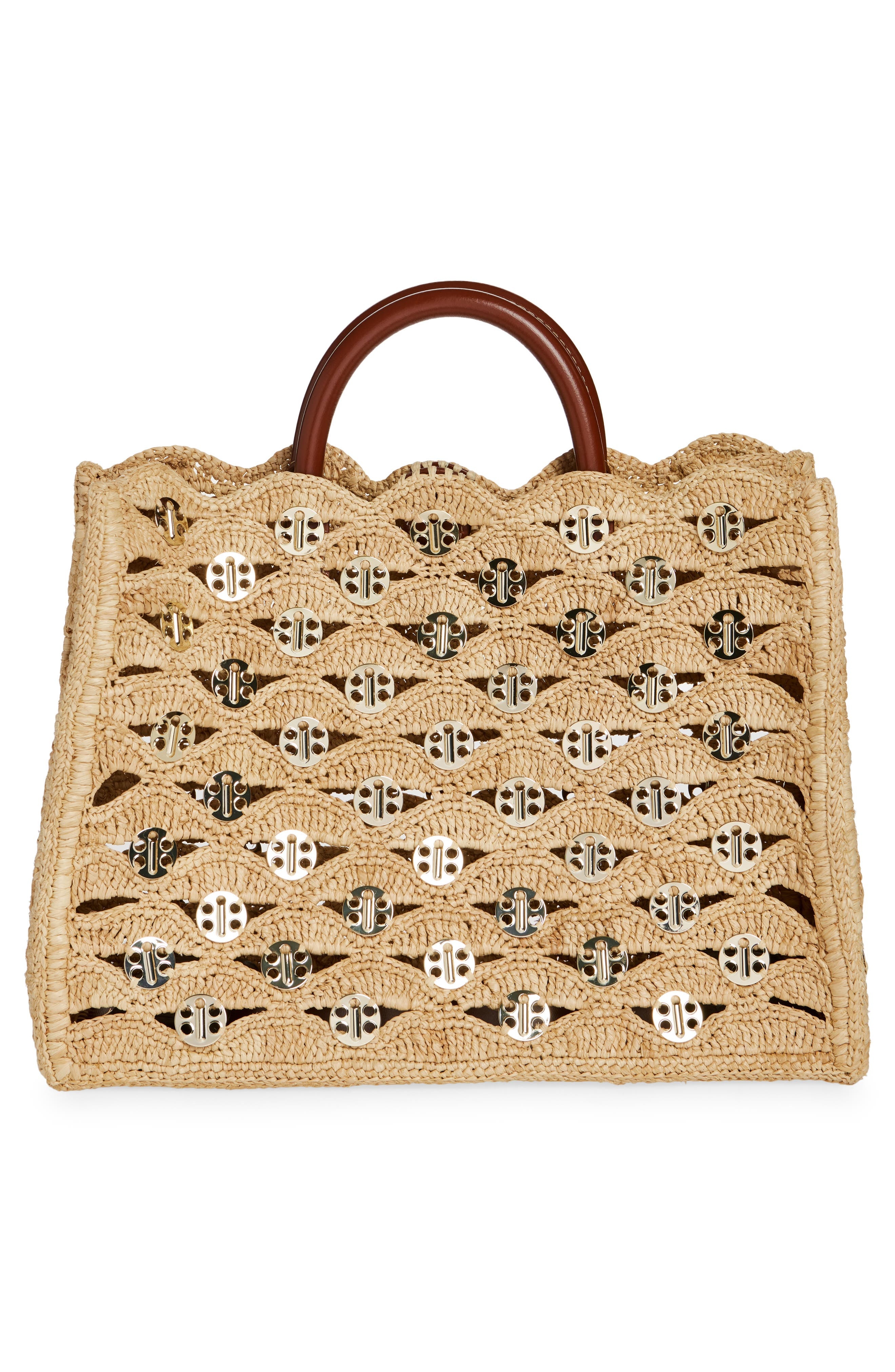 Rabanne Raffia Disc Tote in Natural /Light Gold at Nordstrom - 4