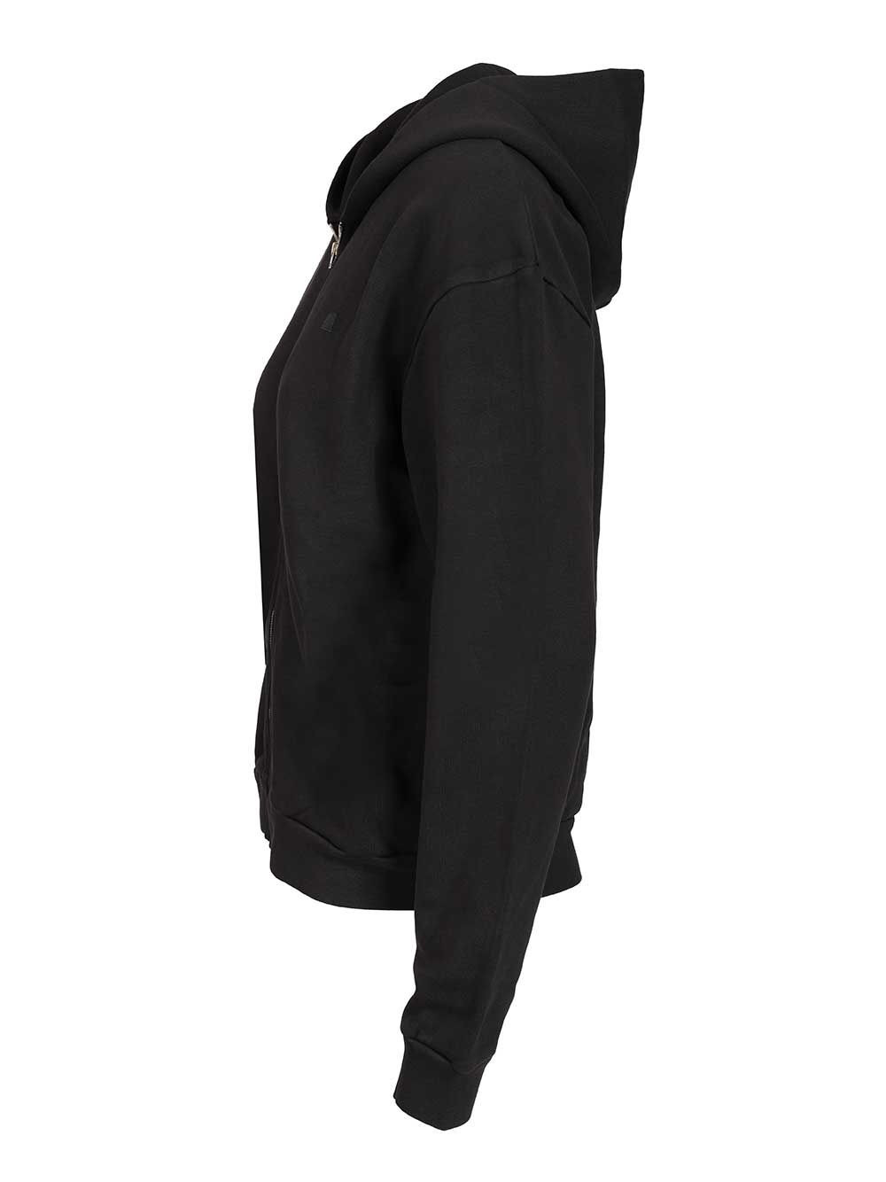 Zip-Up Hoodie Sweatshirts Black - 3