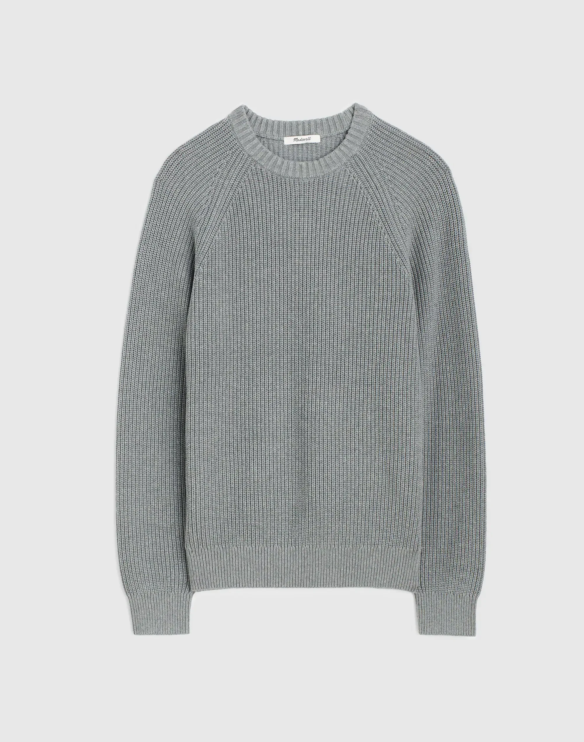 Cotton Shaker-Stitch Crewneck Sweater - 1