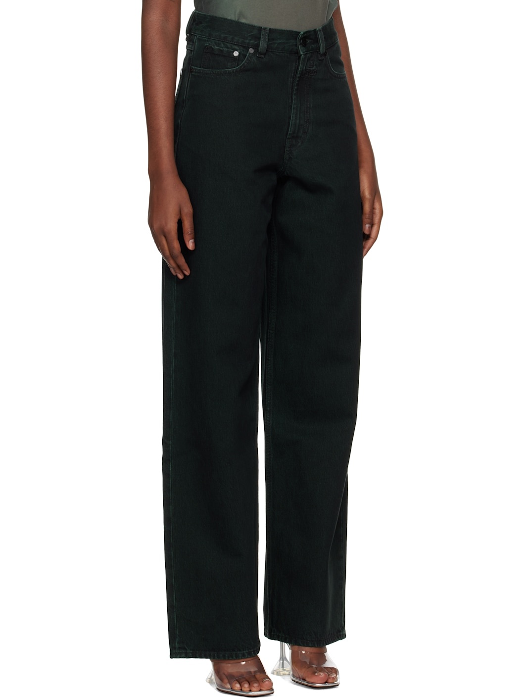 Green "Goya" Wide Leg Jeans - 2