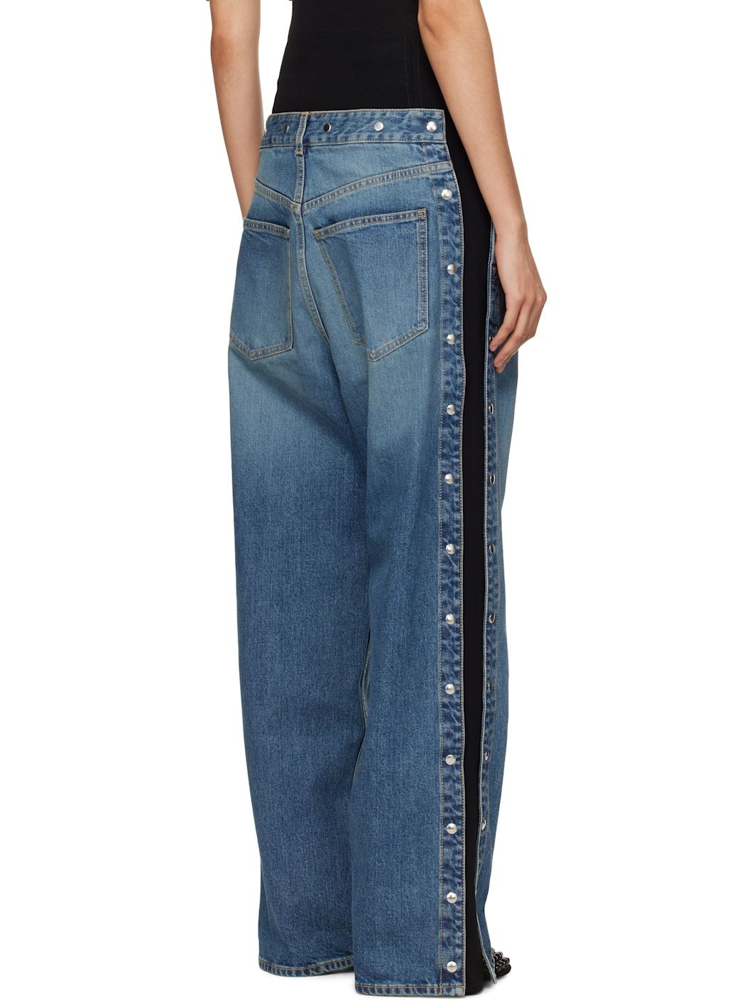 Blue Knit Band Jeans - 3
