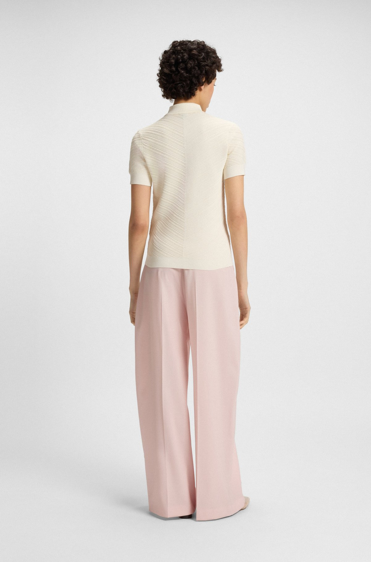 STRUCTURED SWEATER WITH POLO COLLAR - 4
