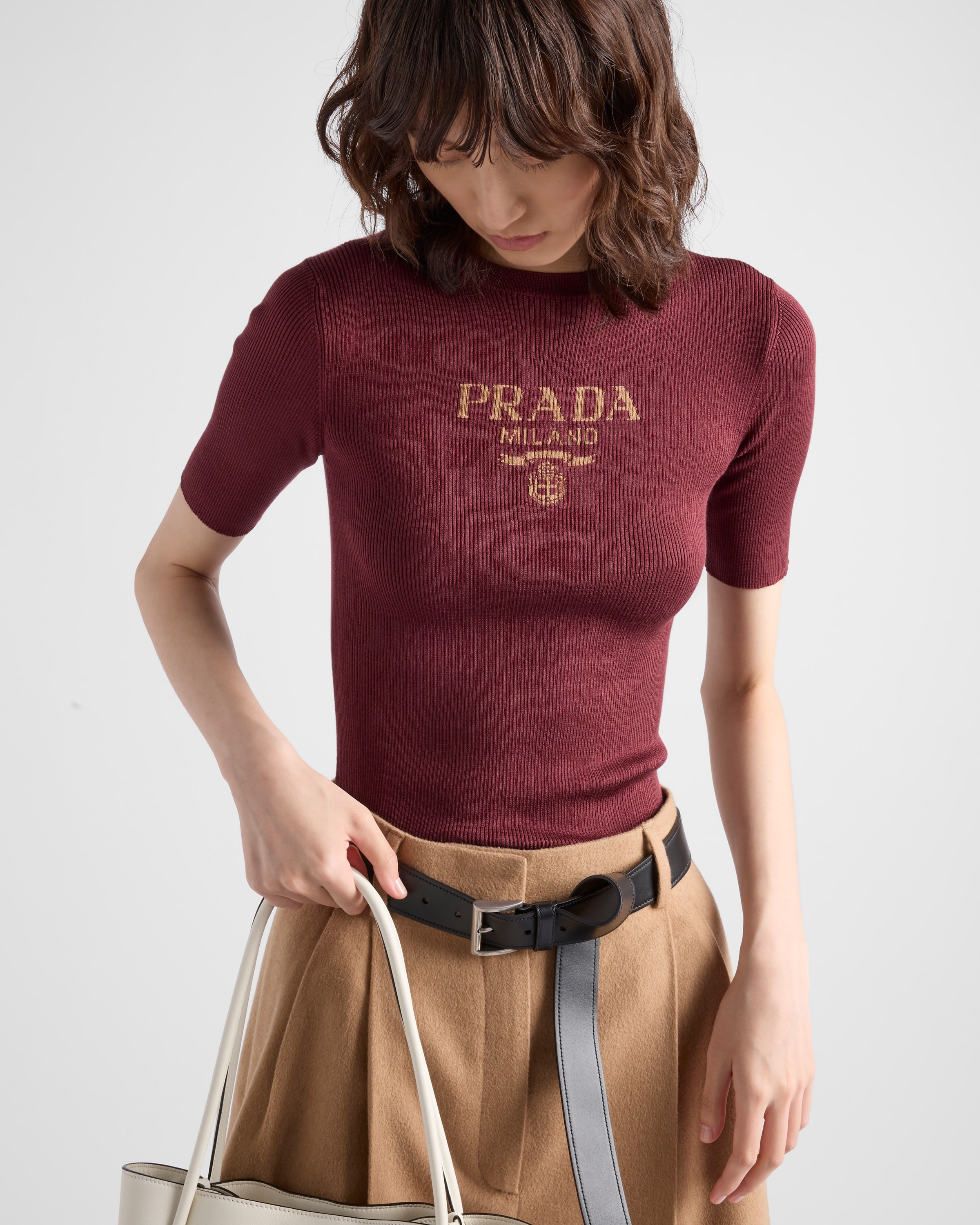 Silk crew-neck sweater with logo - 4