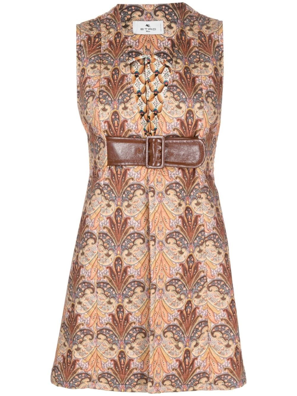 graphic-print belted-waist gilet - 1