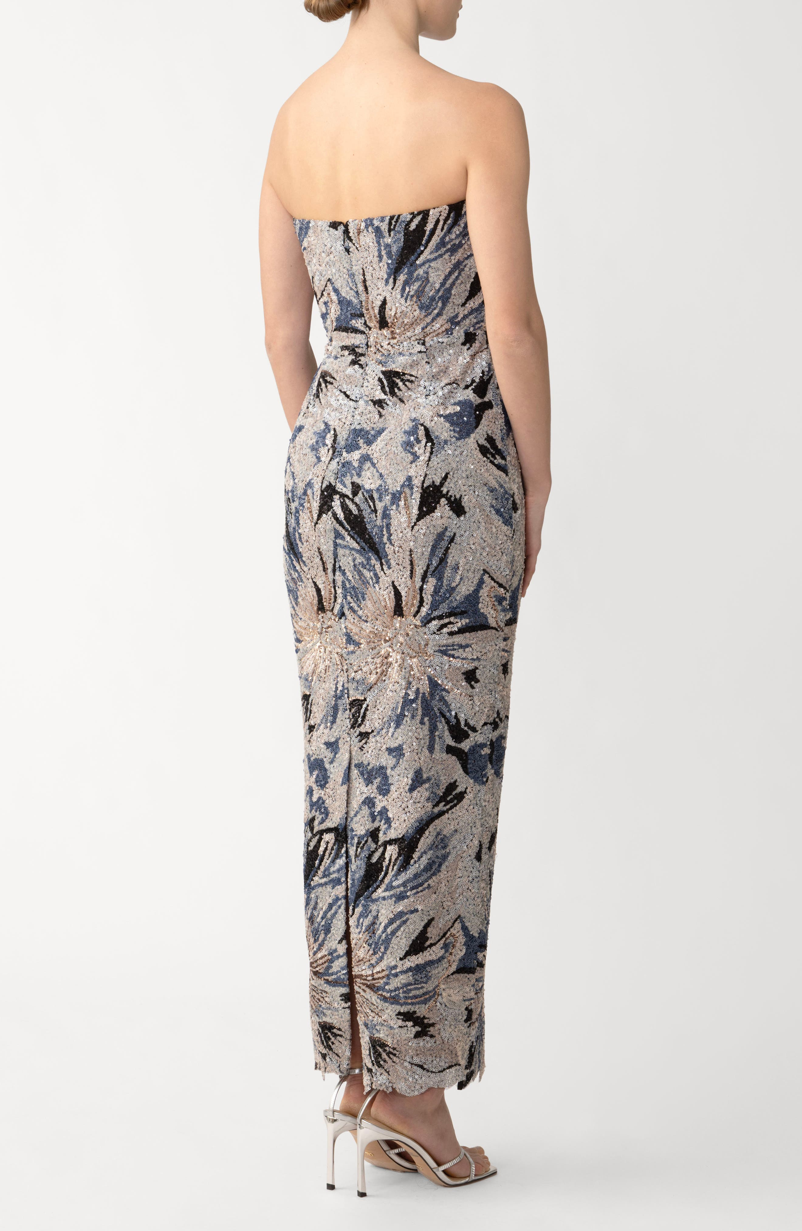 SAU LEE Meryl Strapless Sequin Gown in Blue Multi at Nordstrom - 2