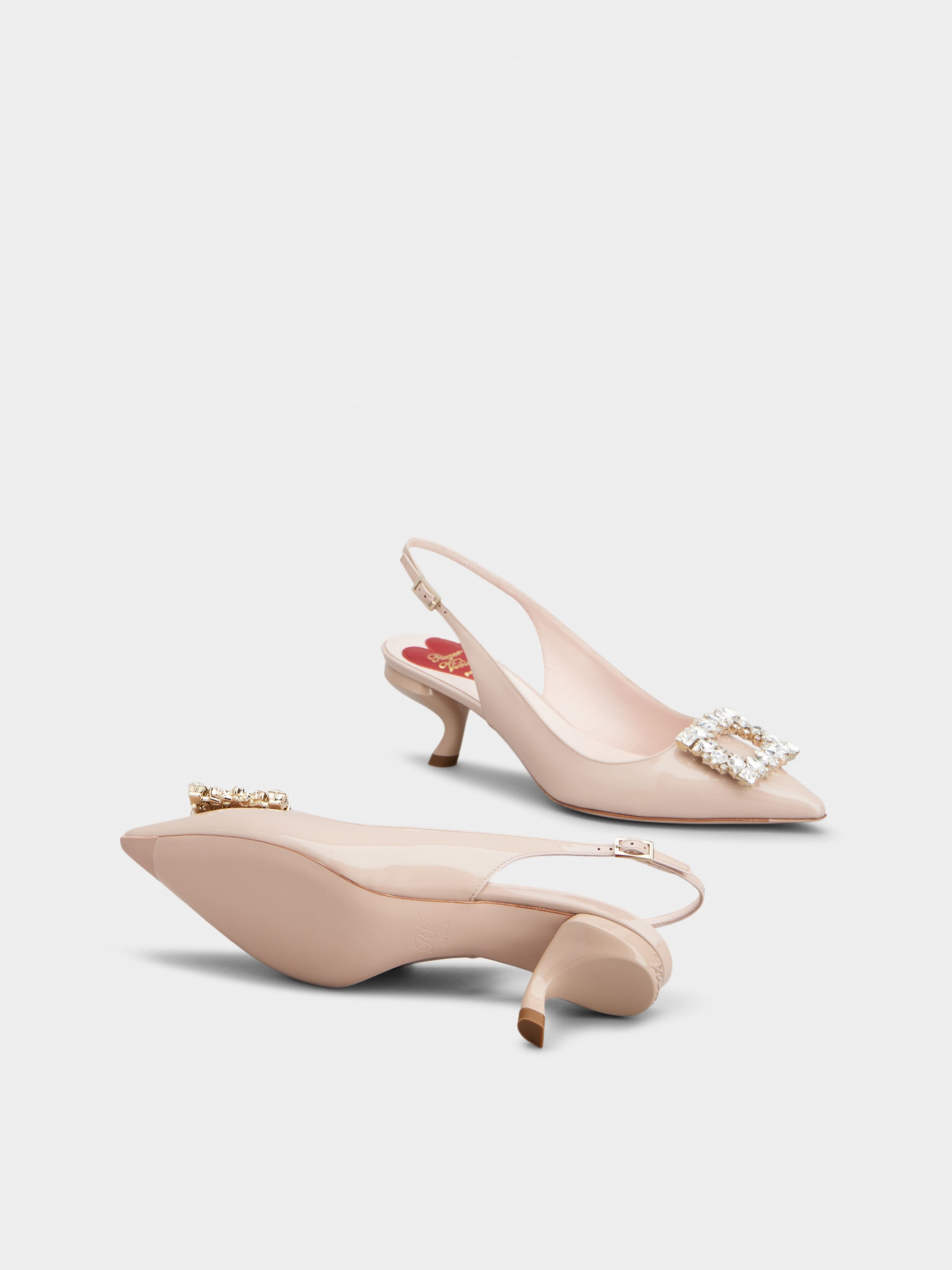 Virgule Strass Buckle Slingback Pumps in Patent Leather - 6
