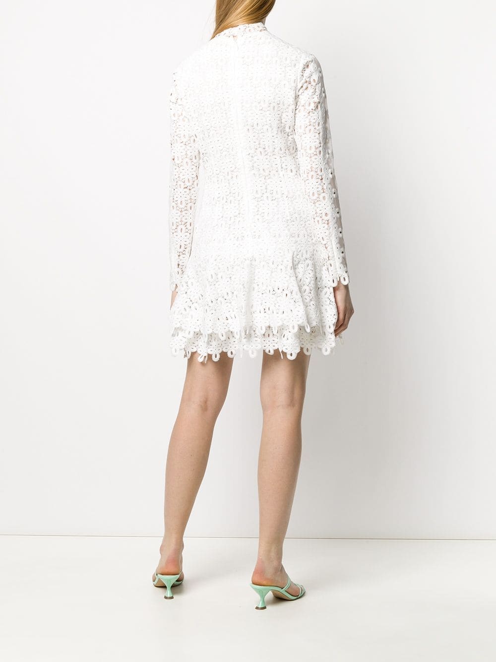 geometric-lace tiered mini dress - 4