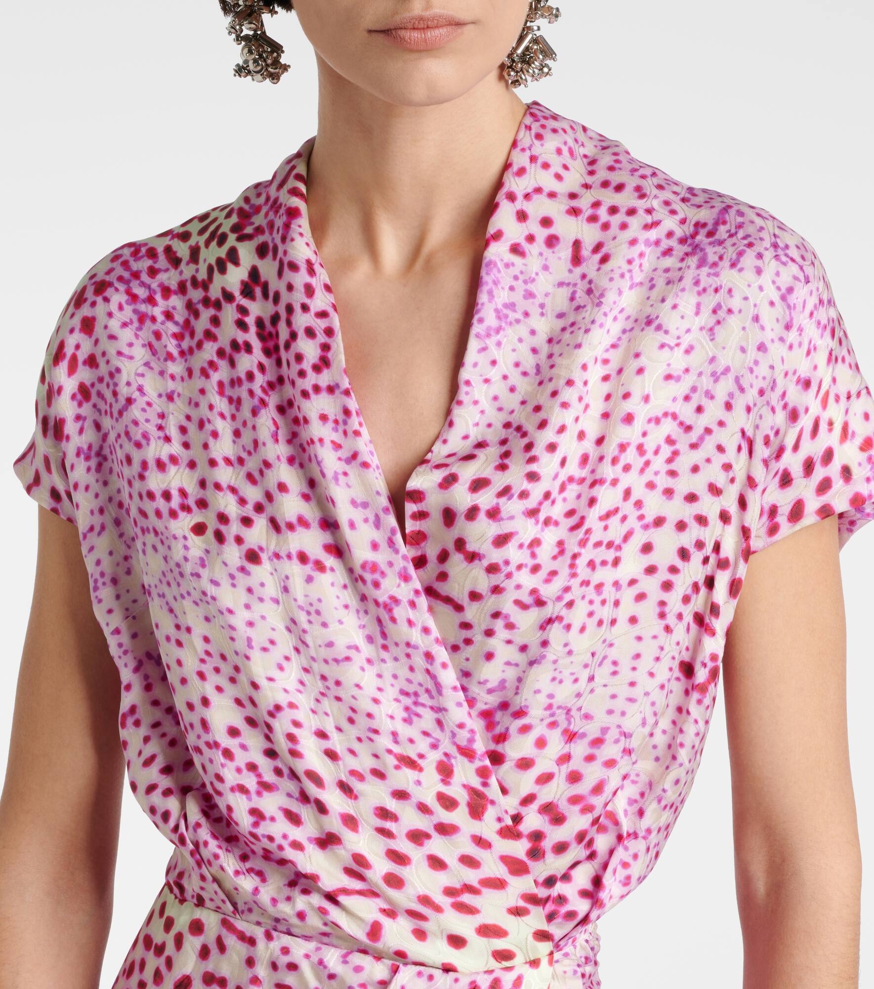 Printed satin midi dress - 4
