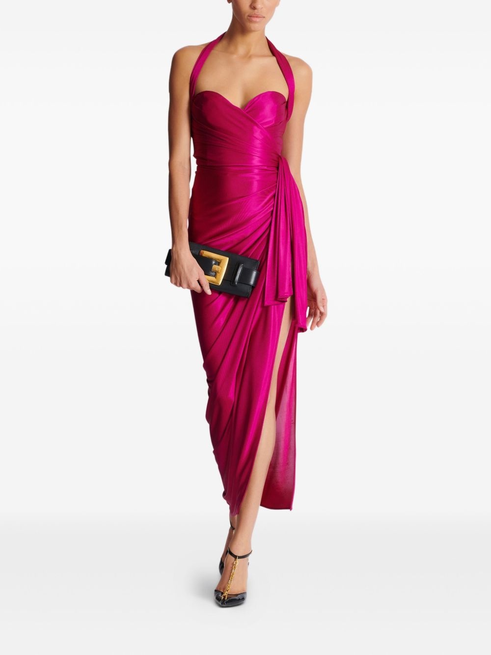 draped jersey midi dress - 2