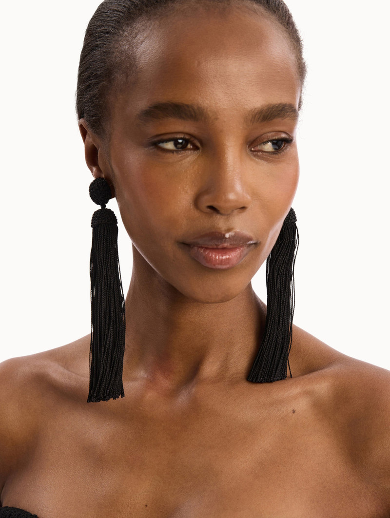 Oscar de la Renta SILK ROPE TASSEL CLIP-ON EARRINGS outlook