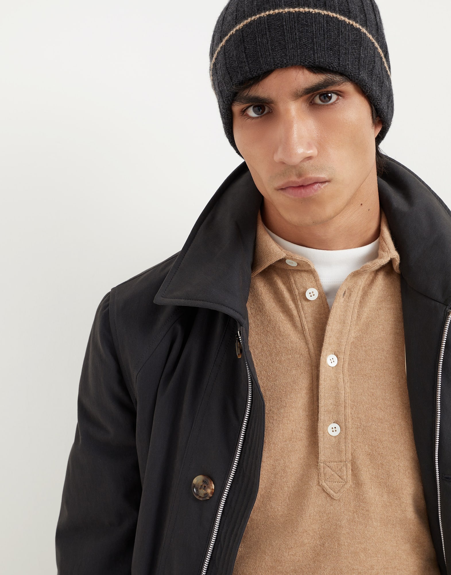 Cashmere rib knit beanie - 3