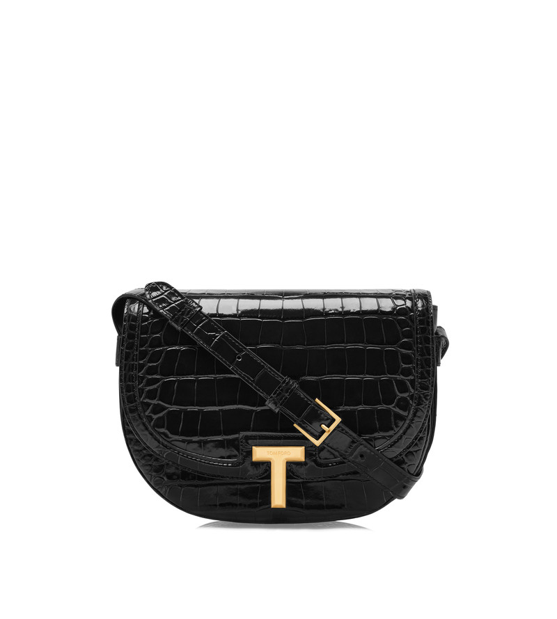 SHINY STAMPED CROCODILE LEATHER WALLIS CROSSBODY BAG 1