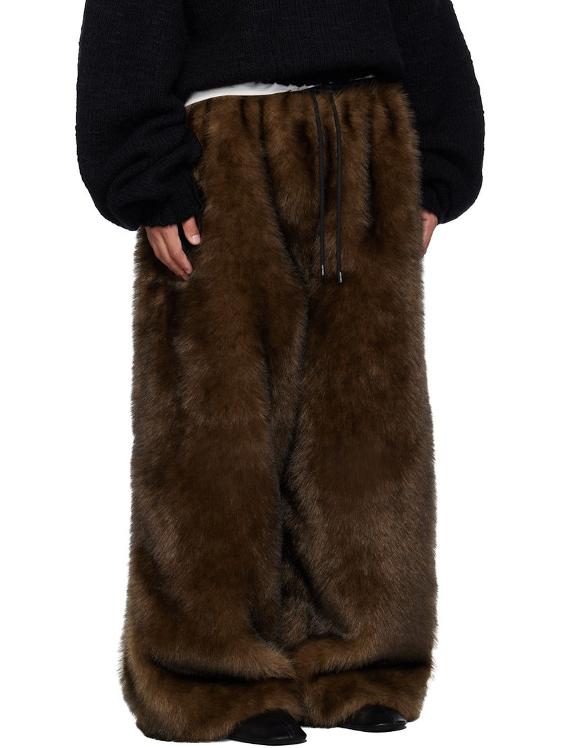 Brown Yeti Wide-Cut Bontan Faux-Fur Sweatpants 2
