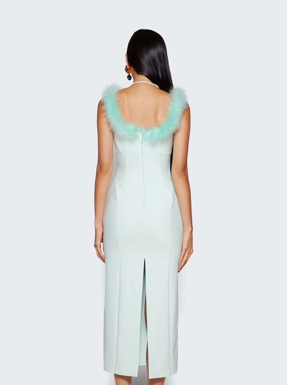 Midi Dress With Feather Neck Mint - 5