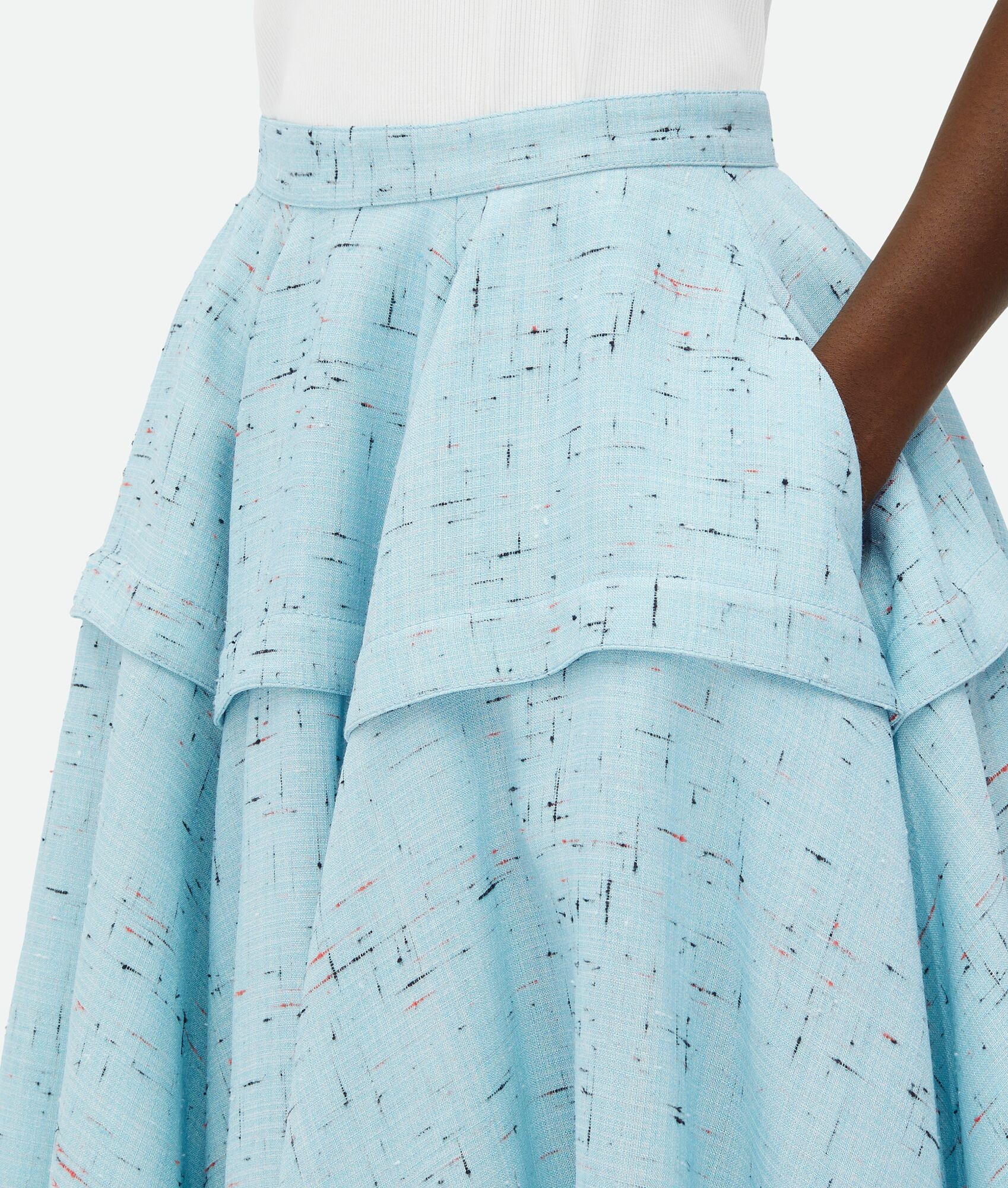 Textured Criss-Cross Viscose Silk Skirt - 5