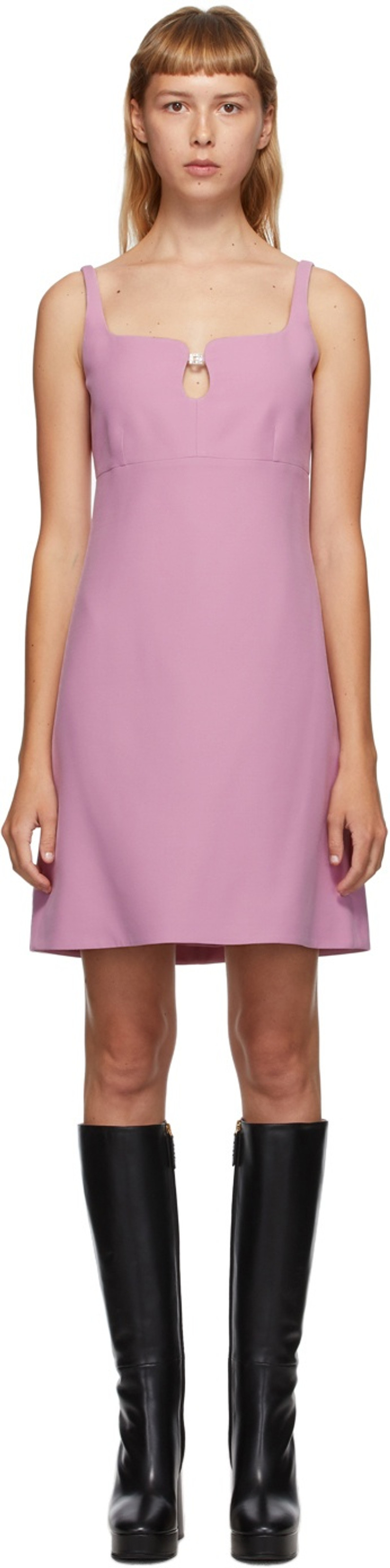 Pink Silk & Wool Cady Crepe Dress - 1