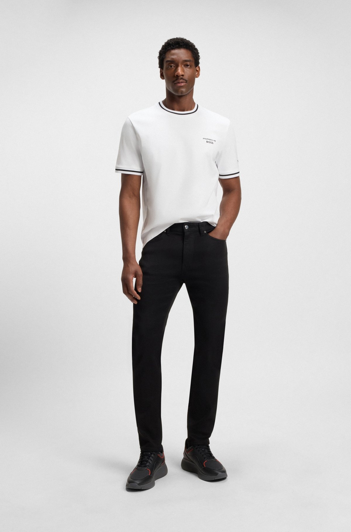 PORSCHE X BOSS COTTON T-SHIRT WITH MOISTURE-CONTROL FINISH - 4