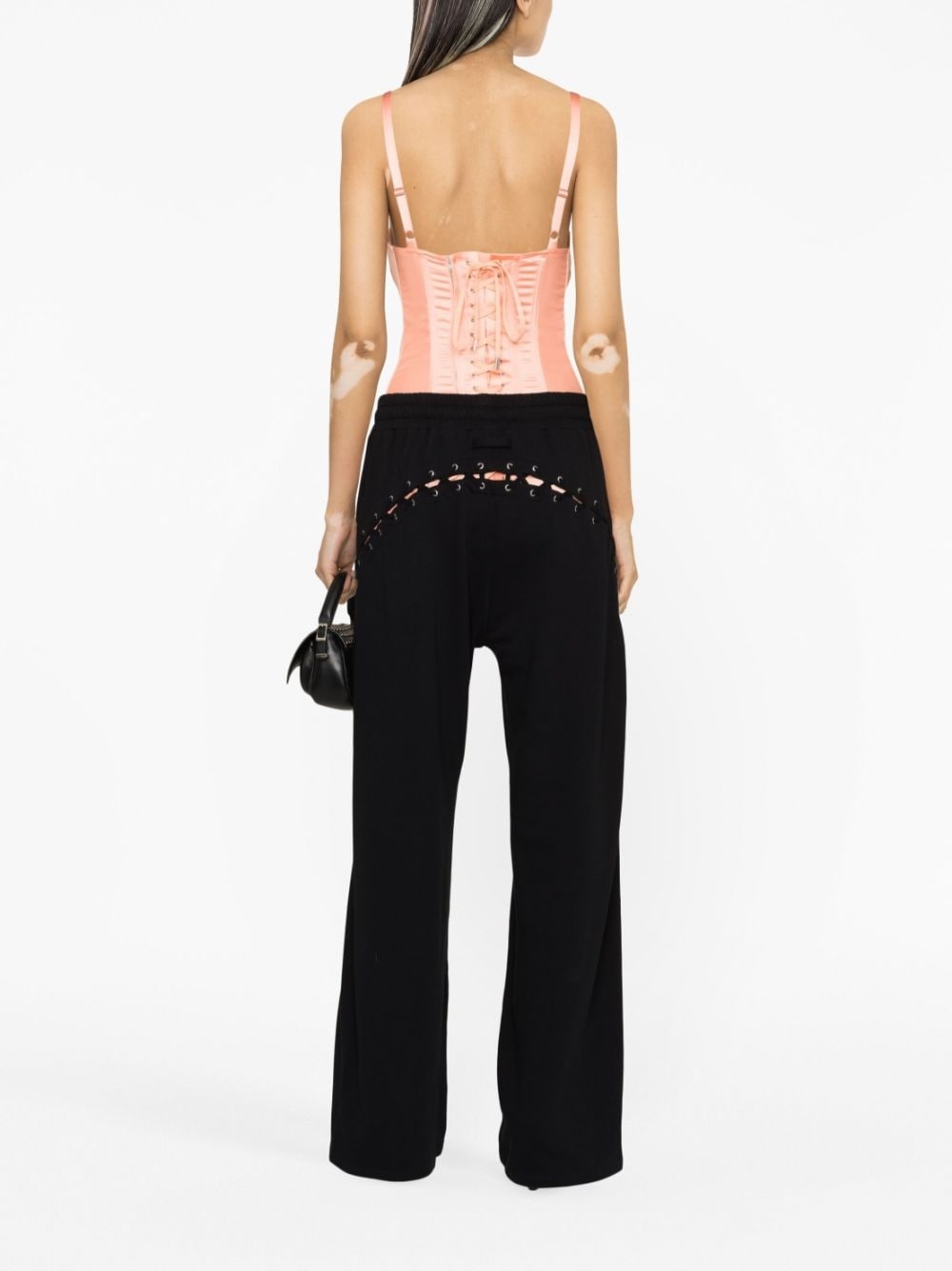 lace-up wide-leg trousers - 3